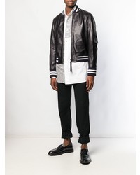 Blouson aviateur en cuir noir JW Anderson