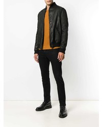 Blouson aviateur en cuir noir Salvatore Santoro