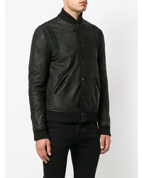 Blouson aviateur en cuir noir Salvatore Santoro