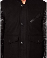 Blouson aviateur en cuir noir Asos