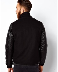 Blouson aviateur en cuir noir Asos