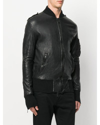 Blouson aviateur en cuir noir Giorgio Brato