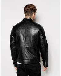 Blouson aviateur en cuir noir Asos