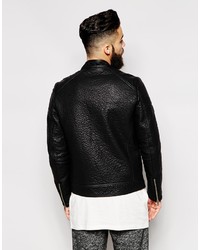 Blouson aviateur en cuir noir Asos