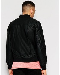 Blouson aviateur en cuir noir