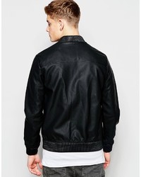 Blouson aviateur en cuir noir