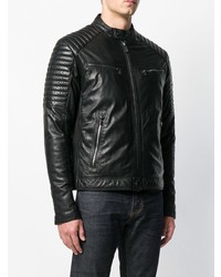 Blouson aviateur en cuir noir Peuterey