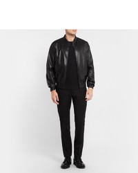 Blouson aviateur en cuir noir Jil Sander