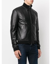 Blouson aviateur en cuir noir Dolce & Gabbana