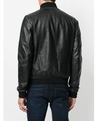 Blouson aviateur en cuir noir Dolce & Gabbana