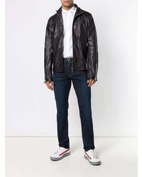 Blouson aviateur en cuir noir Dolce & Gabbana