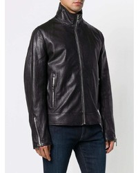 Blouson aviateur en cuir noir Dolce & Gabbana