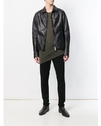 Blouson aviateur en cuir noir A Diciannoveventitre