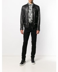 Blouson aviateur en cuir noir Philipp Plein