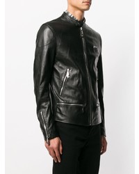 Blouson aviateur en cuir noir Philipp Plein