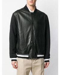 Blouson aviateur en cuir noir Z Zegna