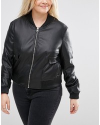 Blouson aviateur en cuir noir Asos