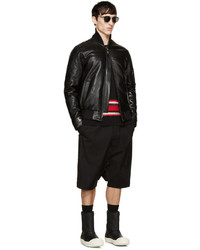 Blouson aviateur en cuir noir