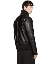 Blouson aviateur en cuir noir