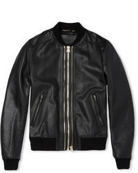 Blouson aviateur en cuir noir Dolce & Gabbana