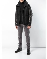 Blouson aviateur en cuir noir Isaac Sellam Experience