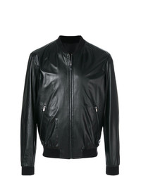 Blouson aviateur en cuir noir Drome