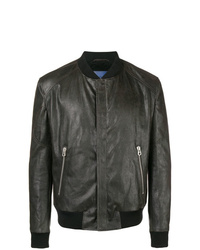 Blouson aviateur en cuir noir Drome