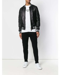 Blouson aviateur en cuir noir Philipp Plein