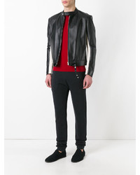 Blouson aviateur en cuir noir Maison Margiela