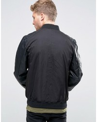 Blouson aviateur en cuir noir Brave Soul