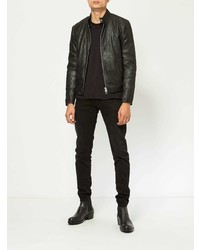 Blouson aviateur en cuir noir Drome