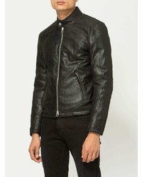 Blouson aviateur en cuir noir Drome