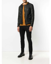 Blouson aviateur en cuir noir Salvatore Santoro