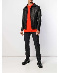 Blouson aviateur en cuir noir Isaac Sellam Experience