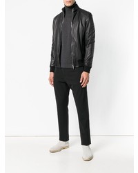 Blouson aviateur en cuir noir Barba