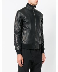 Blouson aviateur en cuir noir Barba