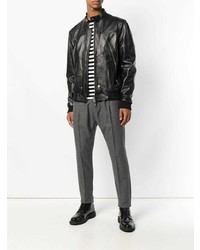 Blouson aviateur en cuir noir Low Brand