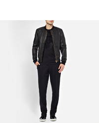 Blouson aviateur en cuir noir Dolce & Gabbana