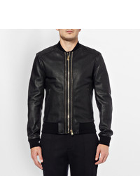 Blouson aviateur en cuir noir Dolce & Gabbana