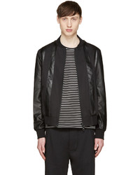 Blouson aviateur en cuir noir Giuliano Fujiwara