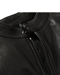 Blouson aviateur en cuir noir Belstaff