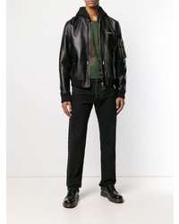 Blouson aviateur en cuir noir Off-White