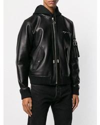 Blouson aviateur en cuir noir Off-White