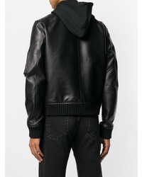 Blouson aviateur en cuir noir Off-White