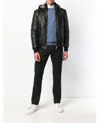 Blouson aviateur en cuir noir Barba