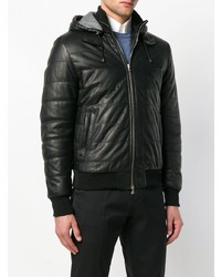 Blouson aviateur en cuir noir Barba