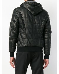 Blouson aviateur en cuir noir Barba