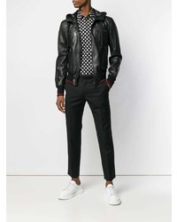 Blouson aviateur en cuir noir Dolce & Gabbana