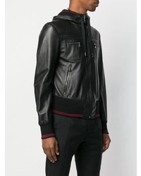 Blouson aviateur en cuir noir Dolce & Gabbana