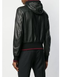 Blouson aviateur en cuir noir Dolce & Gabbana